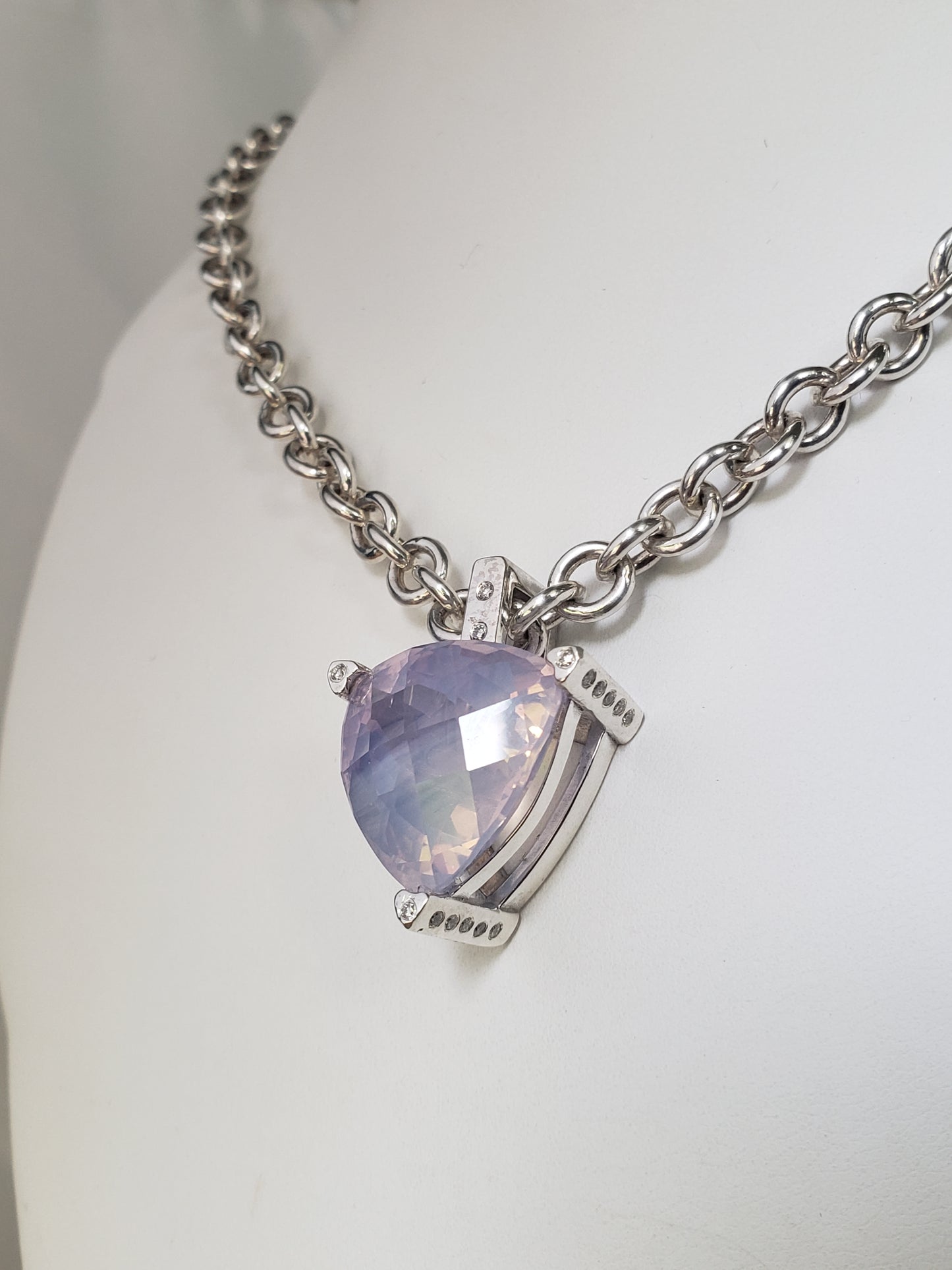 Trillion Amethyst Opal with VS diamond rounds
