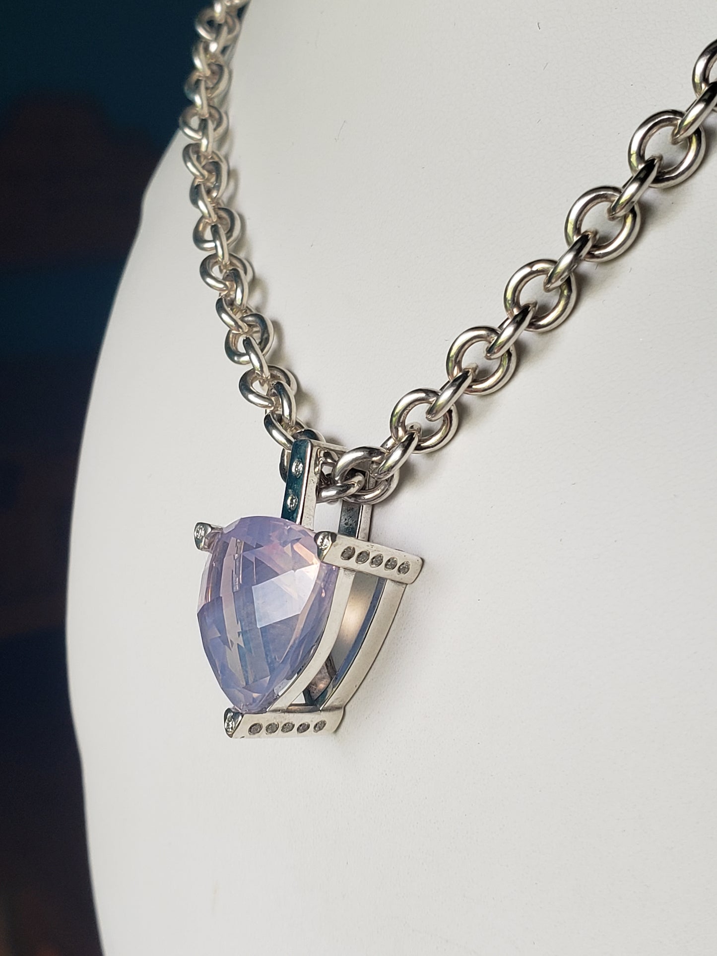 Trillion Amethyst Opal with VS diamond rounds