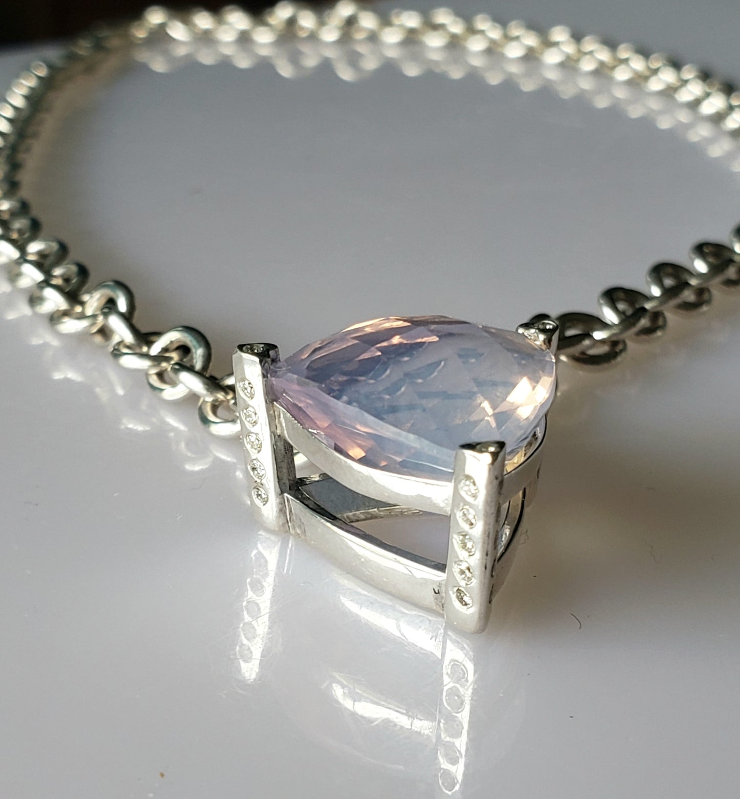 Trillion Amethyst Opal with VS diamond rounds