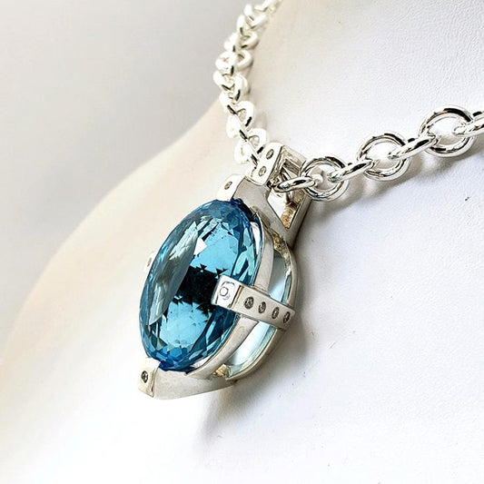 Treasures Blue Topaz Royal 4 Prong Pendant