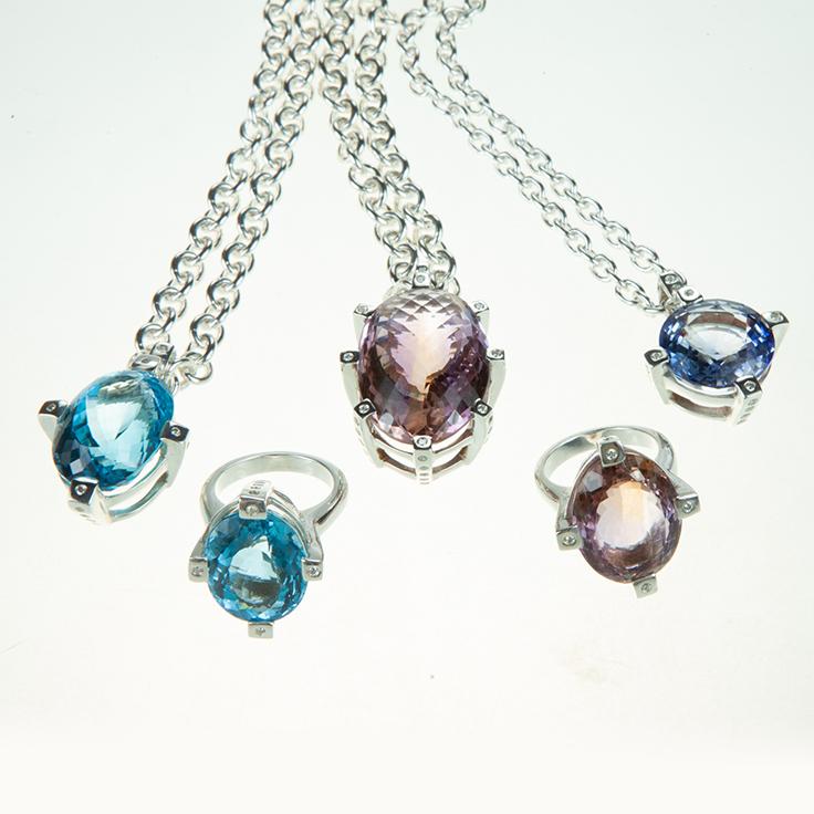Treasures Blue Topaz Royal 4 Prong Pendant