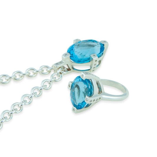 Treasures Blue Topaz Royal 4 Prong Pendant