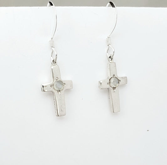 Cross Dangle earrings - Moonstone